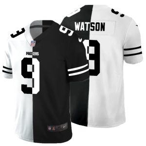 authentic Green Bay Packers #9 Christian Watson Men's Black V White Peace Split Vapor Untouchable Limited NFL Jersey