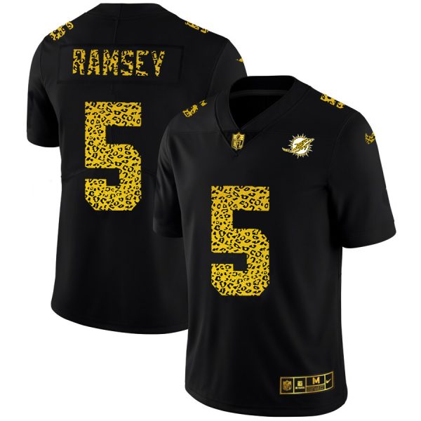 miami dolphins #5 jalen ramsey men's leopard print fashion vapor limited nfl cheap jersey black