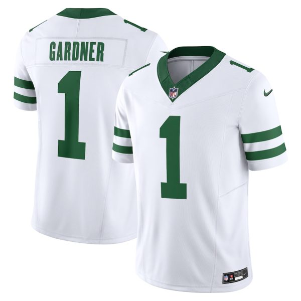 wholesale New York Jets #1 Ahmad Sauce Gardner Men's White Legacy Vapor F.U.S.E. Limited Jersey