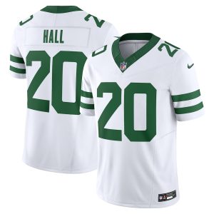 personalized New York Jets #20 Breece Hall Men's White Legacy Vapor F.U.S.E. Limited Jersey