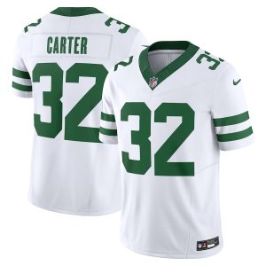 new york jets #32 michael carter men's white legacy vapor f.u.s.e. limited wholesale jersey