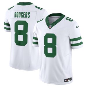 new york jets #8 aaron rodgers men's white legacy vapor f.u.s.e. limited custom jersey