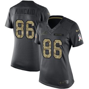 Bills #86 Dalton Kincaid Black Women's Stitched NFL Limited 2024 Salute to Service Jersey