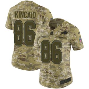 cheap Bills #86 Dalton Kincaid Camo Women's Stitched NFL Limited 2024 Salute to Service Jersey