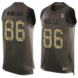 bills #86 dalton kincaid green men's stitched nfl limited salute to service tank top wholesale jersey