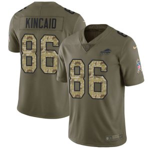 bills #86 dalton kincaid olive/camo men's stitched nfl limited 2024 salute to service customized jersey