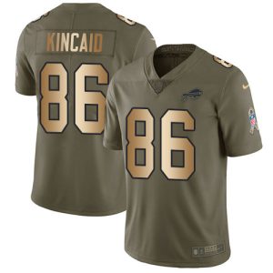 Bills #86 Dalton Kincaid Olive/Gold Men's Stitched NFL Limited 2024 Salute To Service Jersey