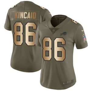 bills #86 dalton kincaid olive/gold women's stitched nfl limited 2024 salute to service wholesale jersey