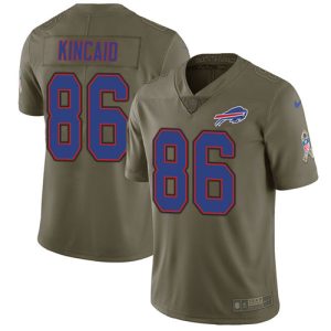 Bills #86 Dalton Kincaid Olive Men's Stitched NFL Limited 2024 Salute To Service Jersey