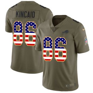 custom Bills #86 Dalton Kincaid Olive/USA Flag Men's Stitched NFL Limited 2024 Salute To Service Jersey