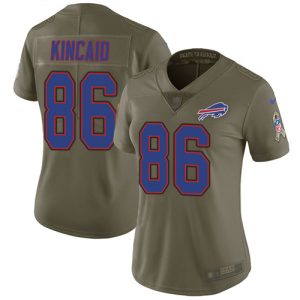 cheap Bills #86 Dalton Kincaid Olive Women's Stitched NFL Limited 2024 Salute To Service Jersey