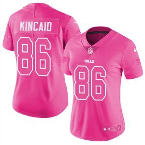 bills #86 dalton kincaid pink women's stitched nfl limited rush fashion cheap jersey