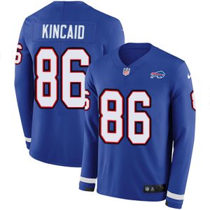 bills #86 dalton kincaid royal blue team color men's stitched nfl limited therma long sleeve customized jersey