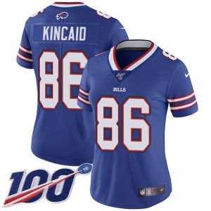 Bills #86 Dalton Kincaid Royal Blue Team Color Women's Stitched NFL 100th Season Vapor Untouchable Limited Jersey