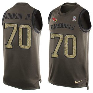 Cardinals #70 Paris Johnson Jr. Green Men's Stitched NFL Limited Salute To Service Tank Top Jersey