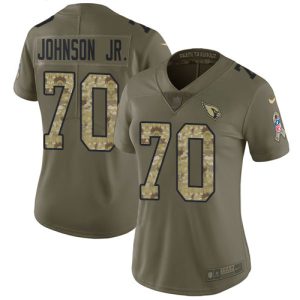 Cardinals #70 Paris Johnson Jr. Olive/Camo Women's Stitched NFL Limited 2024 Salute To Service Jersey