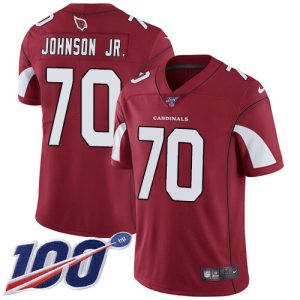 cardinals #70 paris johnson jr. red team color men's stitched nfl 100th season vapor untouchable limited custom jersey