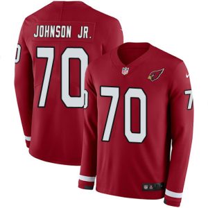 cardinals #70 paris johnson jr. red team color men's stitched nfl limited therma long sleeve wholesale jersey