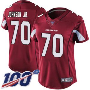 Cardinals #70 Paris Johnson Jr. Red Team Color Women's Stitched NFL 100th Season Vapor Untouchable Limited Jersey