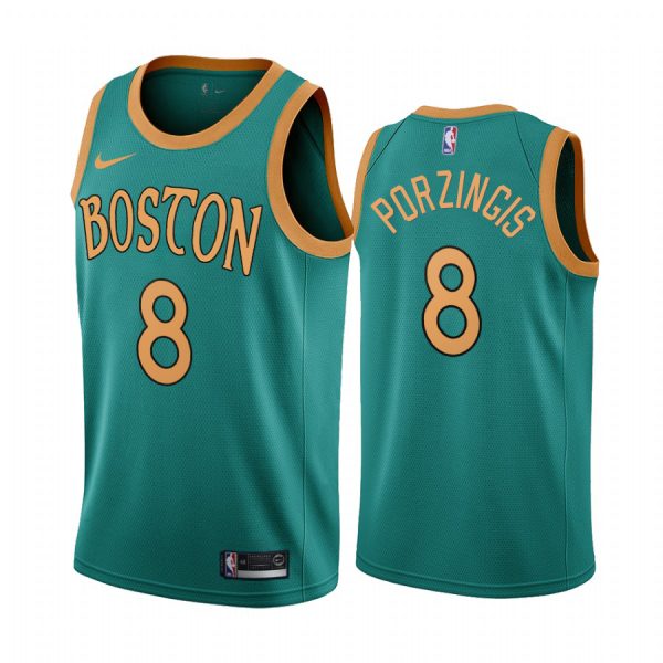 celtics #8 kristaps porzingis green 2023-24 city edition nba replica jersey