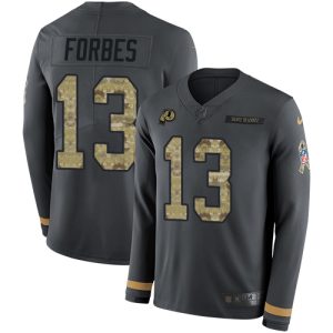 Commanders #13 Carson Wentz Anthracite Salute to Service Men's Stitched NFL Limited Therma Long Sleeve Jersey