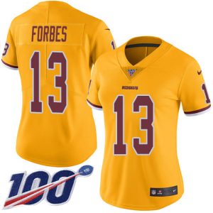 Commanders #13 Emmanuel Forbes Gold Women's Stitched NFL Limited Rush 100th Season Jersey