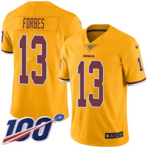 custom Commanders #13 Emmanuel Forbes Gold Youth Stitched NFL Limited Rush 100th Season Jersey