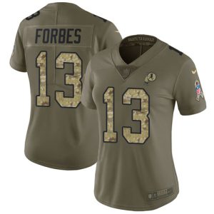 limited Commanders #13 Emmanuel Forbes Olive/Camo Women's Stitched NFL Limited 2024 Salute to Service Jersey