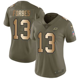 Commanders #13 Emmanuel Forbes Olive/Gold Women's Stitched NFL Limited 2024 Salute to Service Jersey