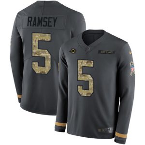 dolphins #5 jalen ramsey anthracite salute to service men's stitched nfl limited therma long sleeve personalized jersey