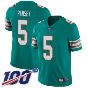 dolphins #5 jalen ramsey aqua green alternate men's stitched nfl 100th season vapor untouchable limited wholesale jersey