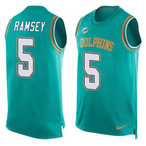 Dolphins #5 Jalen Ramsey Aqua Green Team Color Men's Stitched NFL Limited Tank Top Jersey