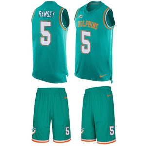 customized Dolphins #5 Jalen Ramsey Aqua Green Team Color Men's Stitched NFL Limited Tank Top Suit Jersey