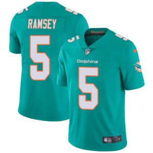 Dolphins #5 Jalen Ramsey Aqua Green Team Color Youth Stitched NFL Vapor Untouchable Limited Jersey