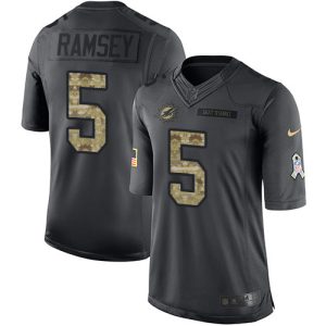 Dolphins #5 Jalen Ramsey Black Men's Stitched NFL Limited 2024 Salute to Service Jersey