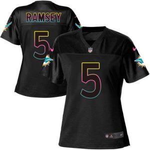 youth Dolphins #5 Jalen Ramsey Black Women's NFL Fashion Game Jersey