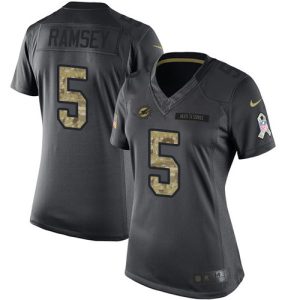 dolphins #5 jalen ramsey black women's stitched nfl limited 2024 salute to service customized jersey