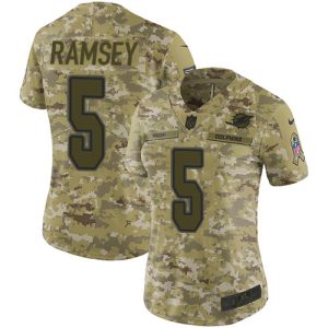 Dolphins #5 Jalen Ramsey Camo Women's Stitched NFL Limited 2024 Salute To Service Jersey