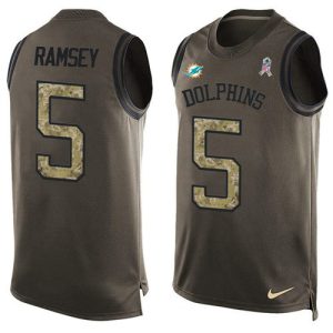 cheap Dolphins #5 Jalen Ramsey Green Men's Stitched NFL Limited Salute To Service Tank Top Jersey