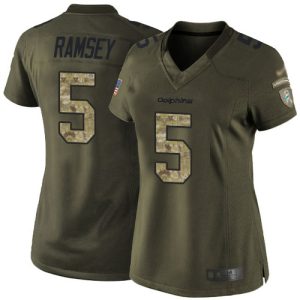 wholesale Dolphins #5 Jalen Ramsey Green Women's Stitched NFL Limited 2024 Salute to Service Jersey