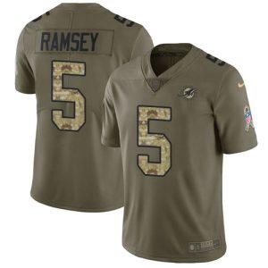 Dolphins #5 Jalen Ramsey Olive/Camo Men's Stitched NFL Limited 2024 Salute To Service Jersey