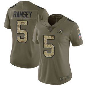 Dolphins #5 Jalen Ramsey Olive/Camo Women's Stitched NFL Limited 2024 Salute To Service Jersey