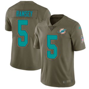 Dolphins #5 Jalen Ramsey Olive Men's Stitched NFL Limited 2024 Salute to Service Jersey