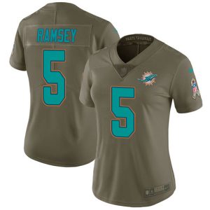 Dolphins #5 Jalen Ramsey Olive Women's Stitched NFL Limited 2024 Salute To Service Jersey