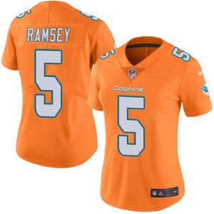 Dolphins #5 Jalen Ramsey Orange Women's Stitched NFL Limited Rush Jersey