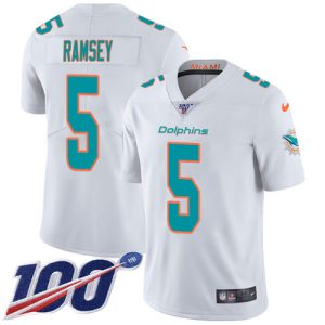 elite Dolphins #5 Jalen Ramsey White Men's Stitched NFL 100th Season Vapor Limited Jersey