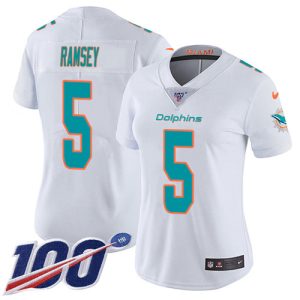 Dolphins #5 Jalen Ramsey White Women's Stitched NFL 100th Season Vapor Untouchable Limited Jersey