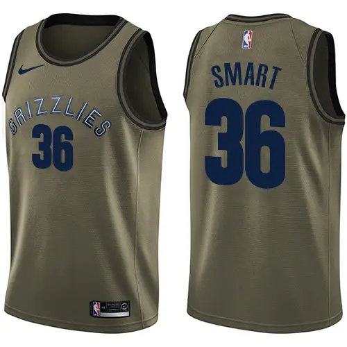 Grizzlies #36 Marcus Smart Green Salute to Service Women's NBA Swingman Jersey