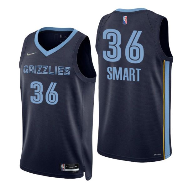 grizzlies #36 marcus smart navy 2023-24 youth nba 75th anniversary diamond swingman custom jersey - icon edition