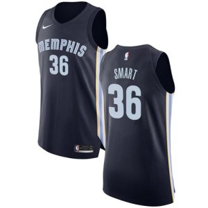 Grizzlies #36 Marcus Smart Navy Blue NBA Authentic Icon Edition Jersey